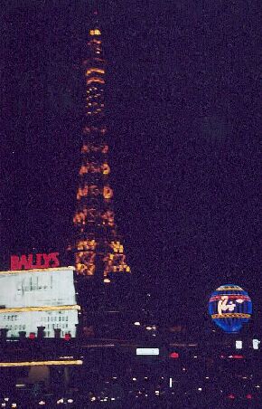 Eiffel tower rising from the casino